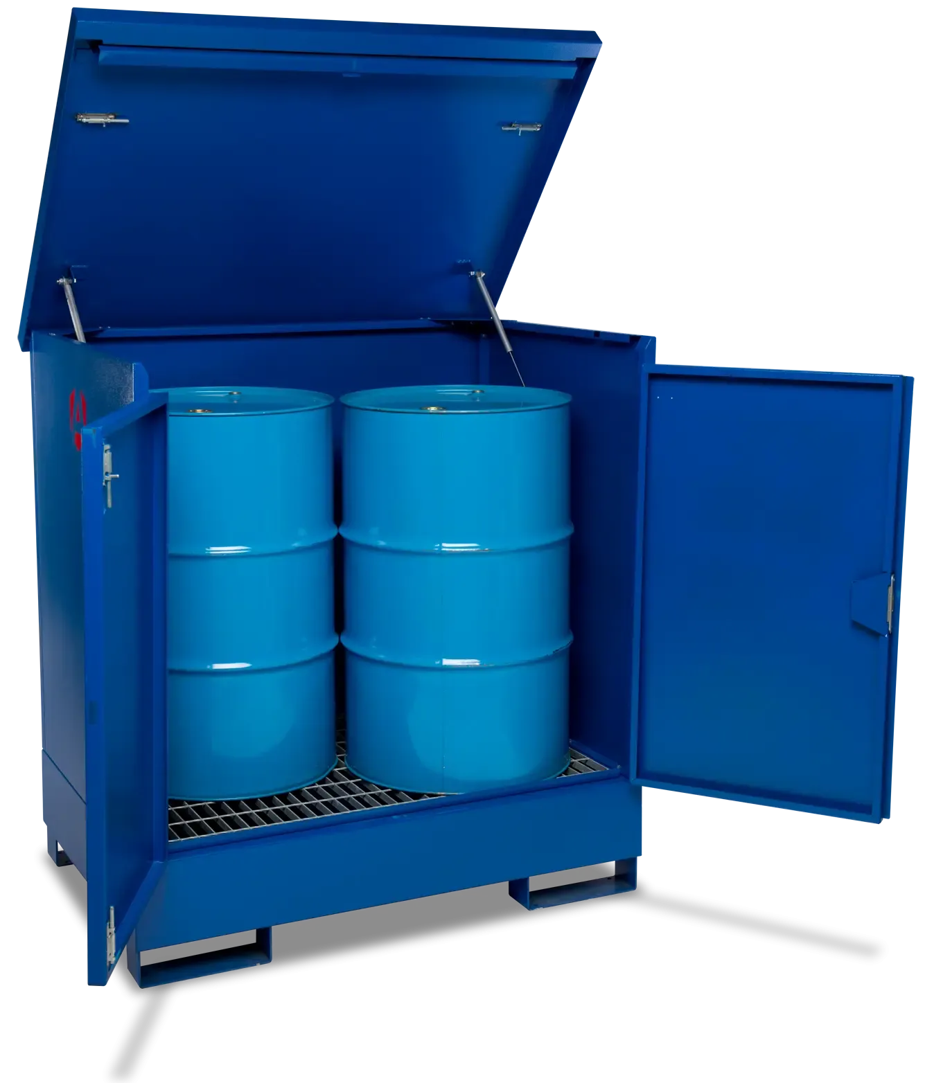 Armorgard DB2 front left doors open with props drums 1