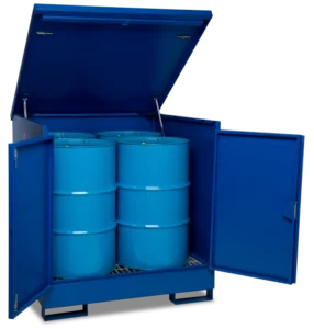 Armorgard DB4 front left doors open with props drums