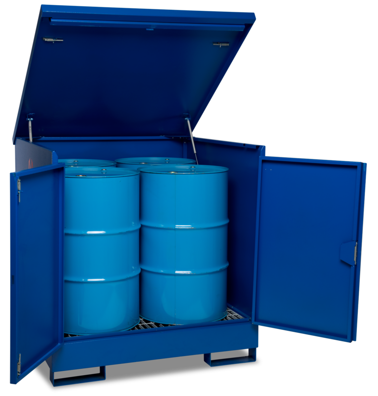 Armorgard DB4 front left doors open with props drums