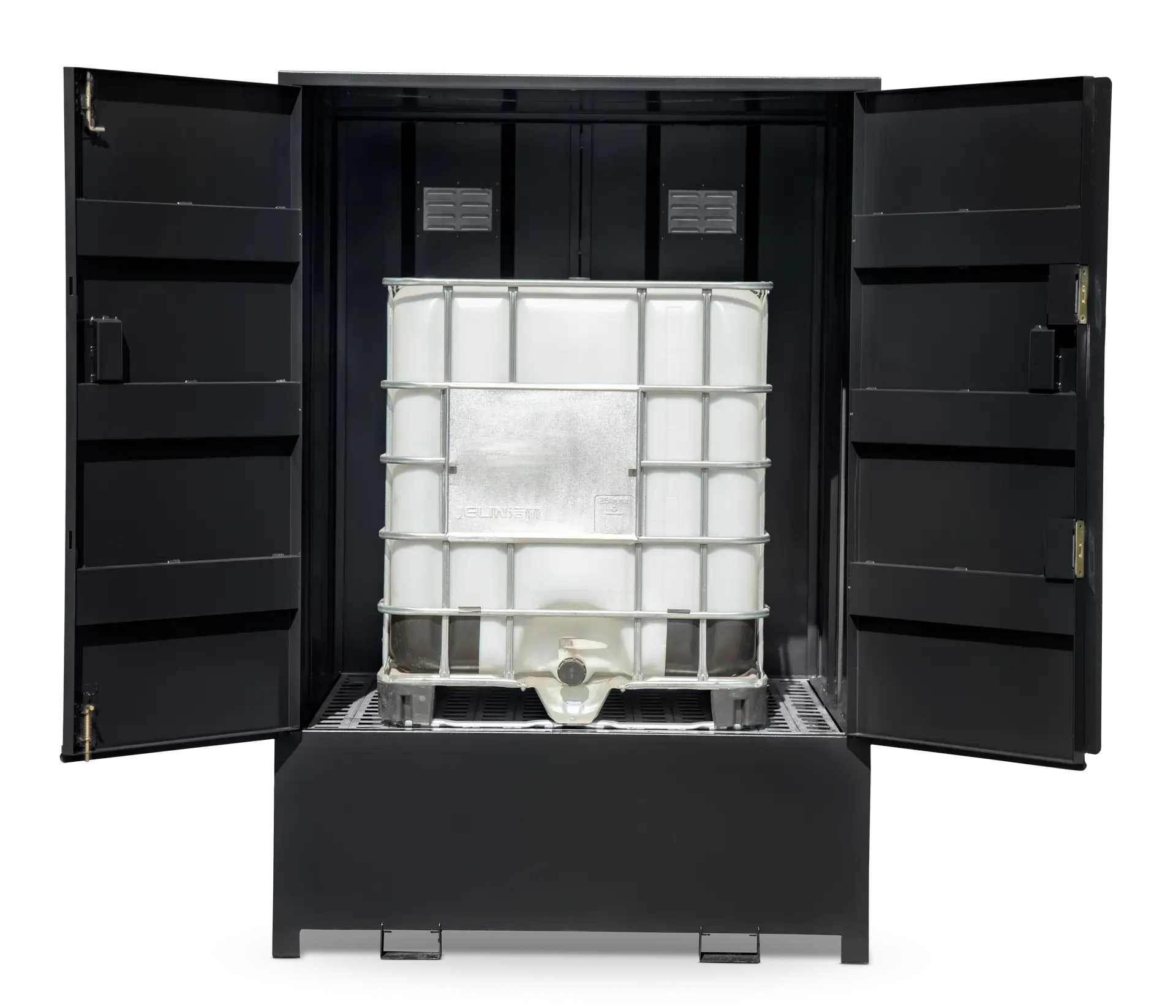 Armorgard DBIBC1 front both doors open with ibc 1