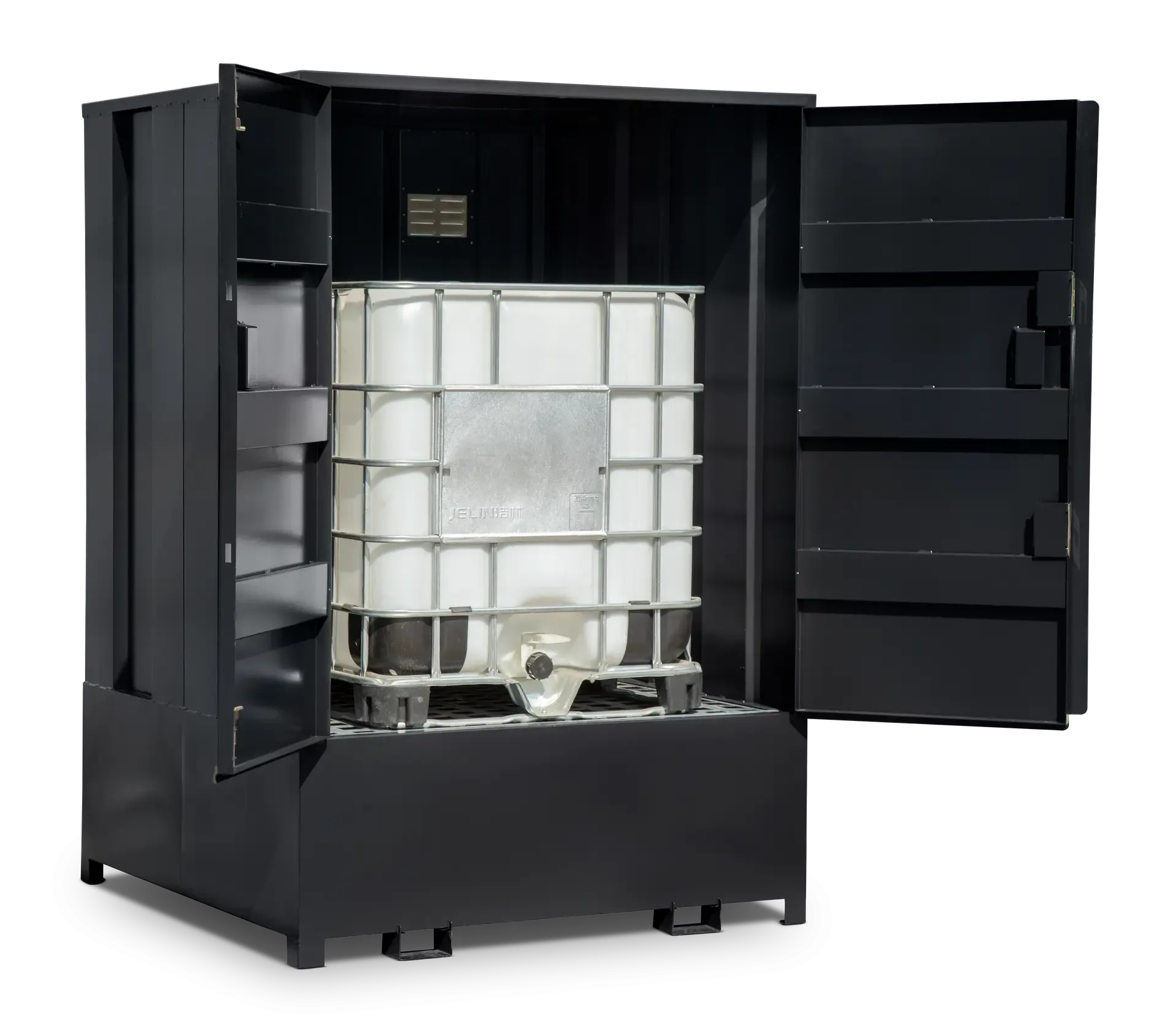 Armorgard DBIBC1 front left both doors open with ibc 1