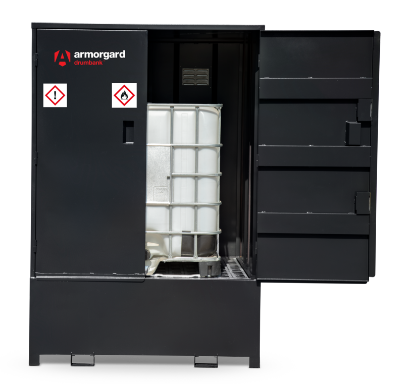 Armorgard DBIBC1 front right door open with ibc