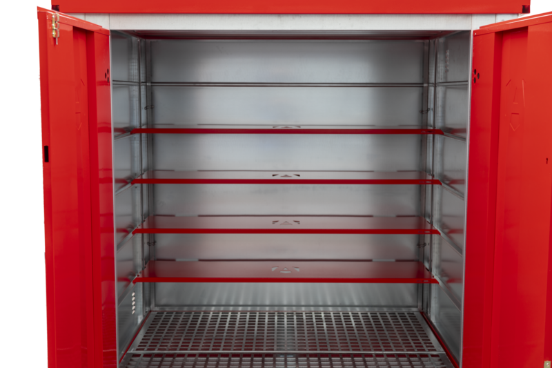 Armorgard FR200 C front shelves empty