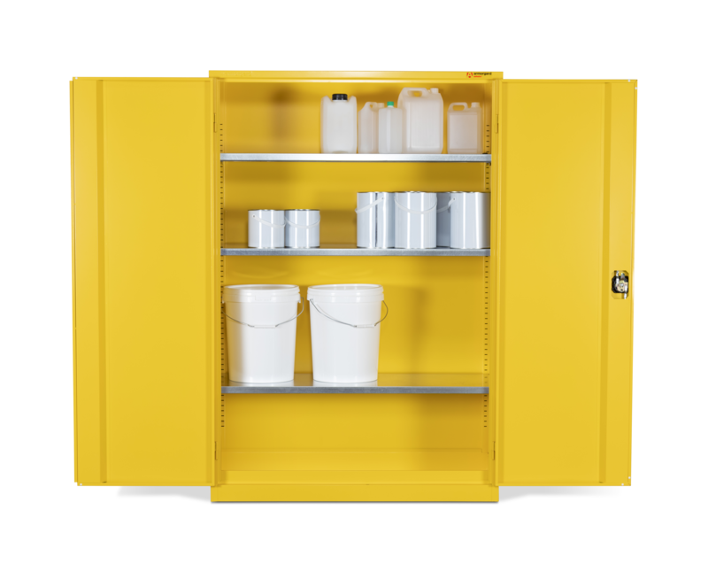 Armorgard HFC6 front doors open with props