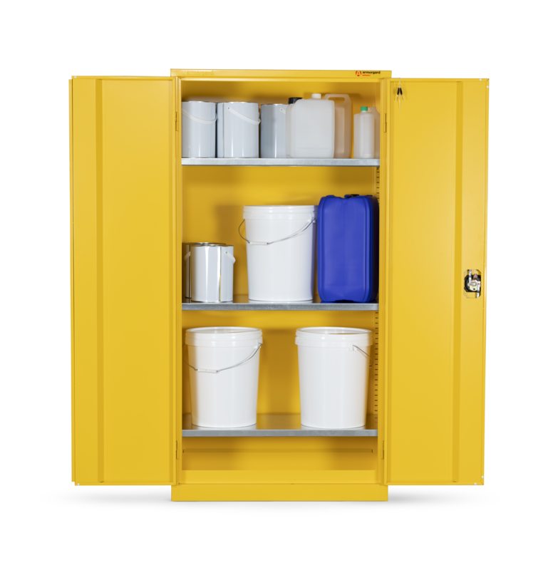 Armorgard HFC7 front doors open with props