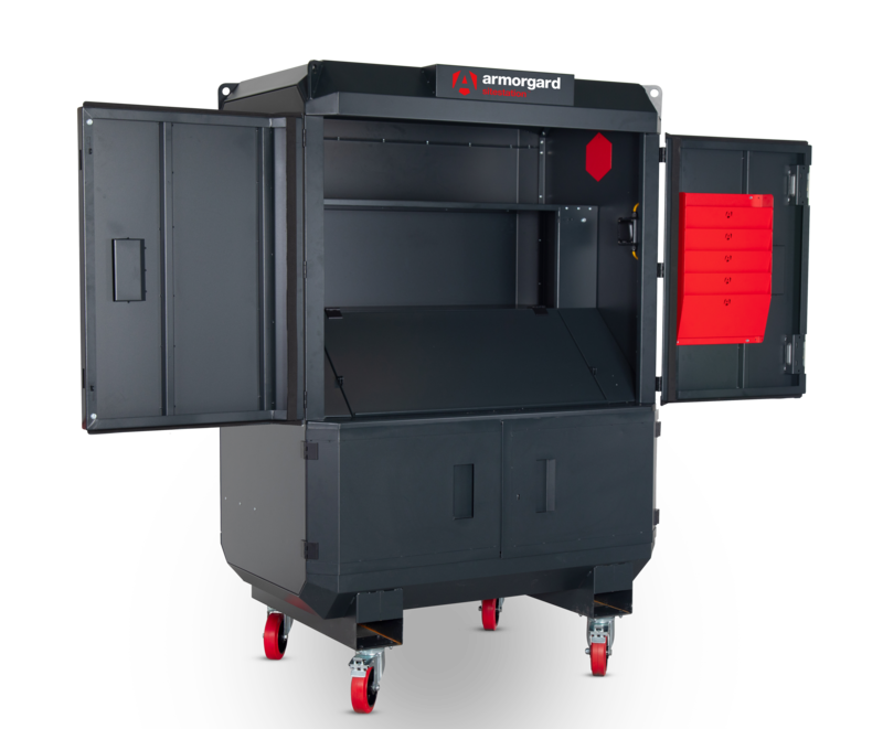 Armorgard SS2 Front Left Upper Doors Open Flap Down