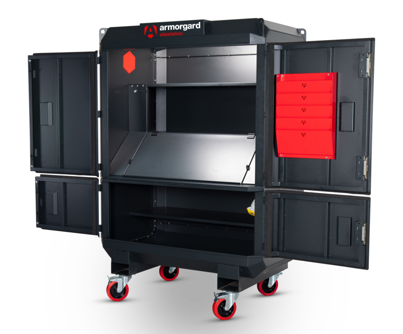 Armorgard SS2 front right doors open flap down light on