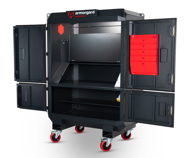 Armorgard SS2 front right doors open flap up light on