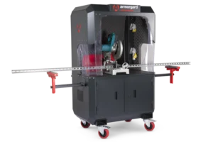 Armorgard SS7 front left doors shut back in with sample material