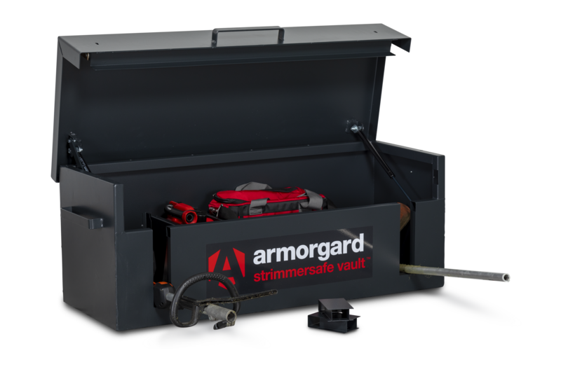 Armorgard SSV12 front left lid up props 3