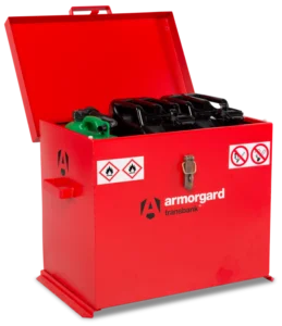 Armorgard TRB3 front left lid open with props