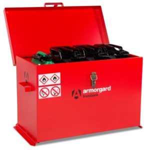 Armorgard TRB4 front left lid open with props