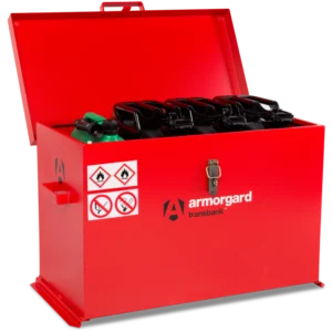 Armorgard TRB4 front left lid open with props