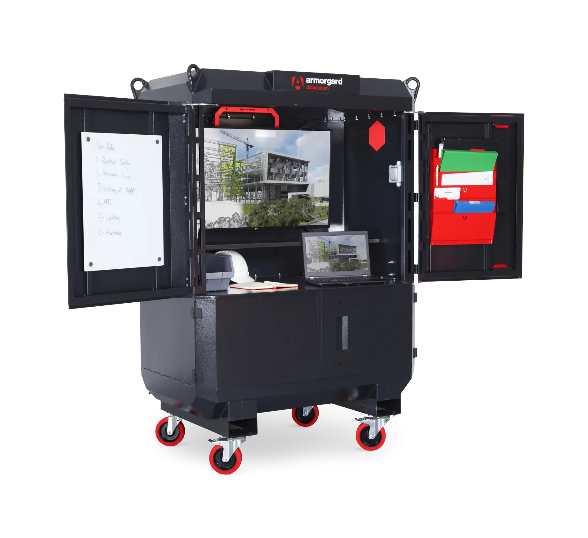 DS2 110 front left doors open screen on props