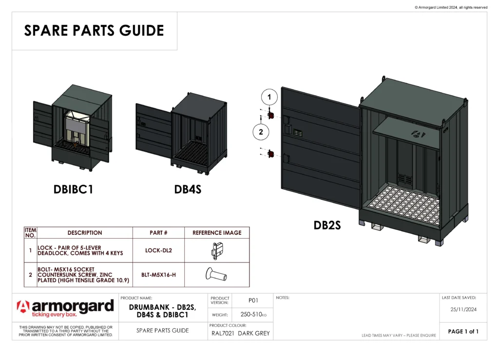 DrumBank DB2S, DB4S & DBIBC Spare Parts Guide