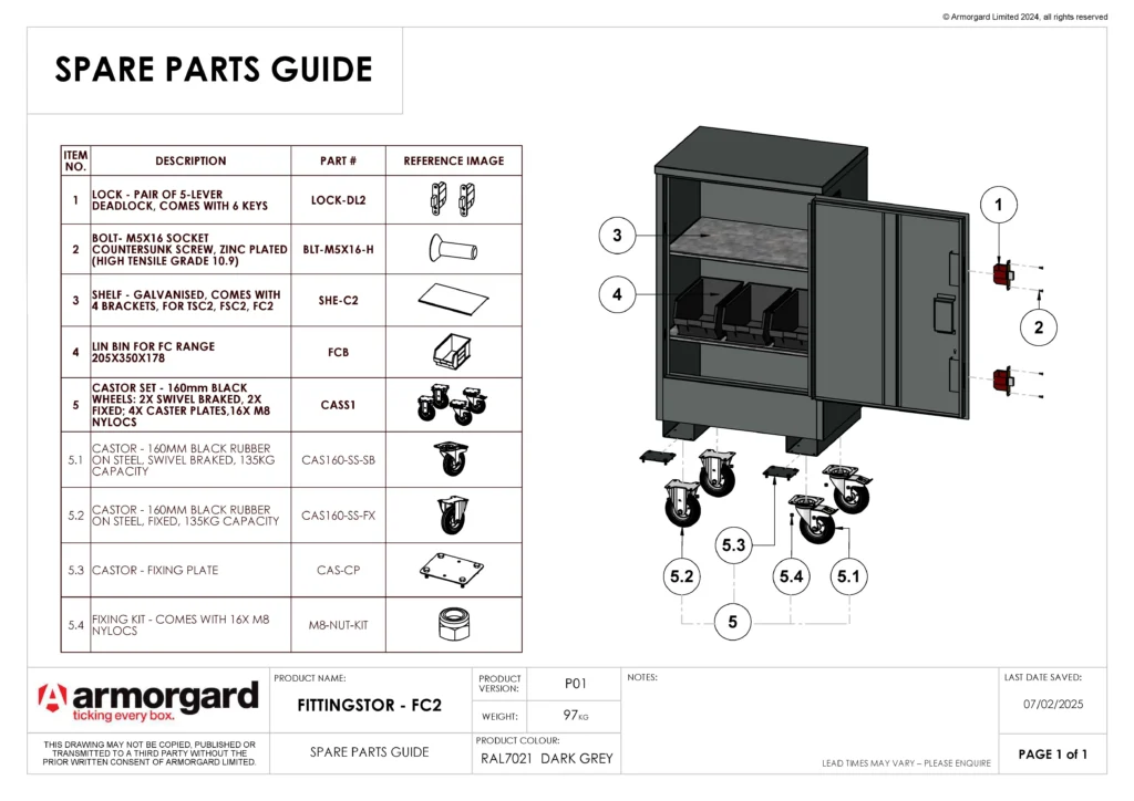 FittingStor FC2 Spare Parts Guide