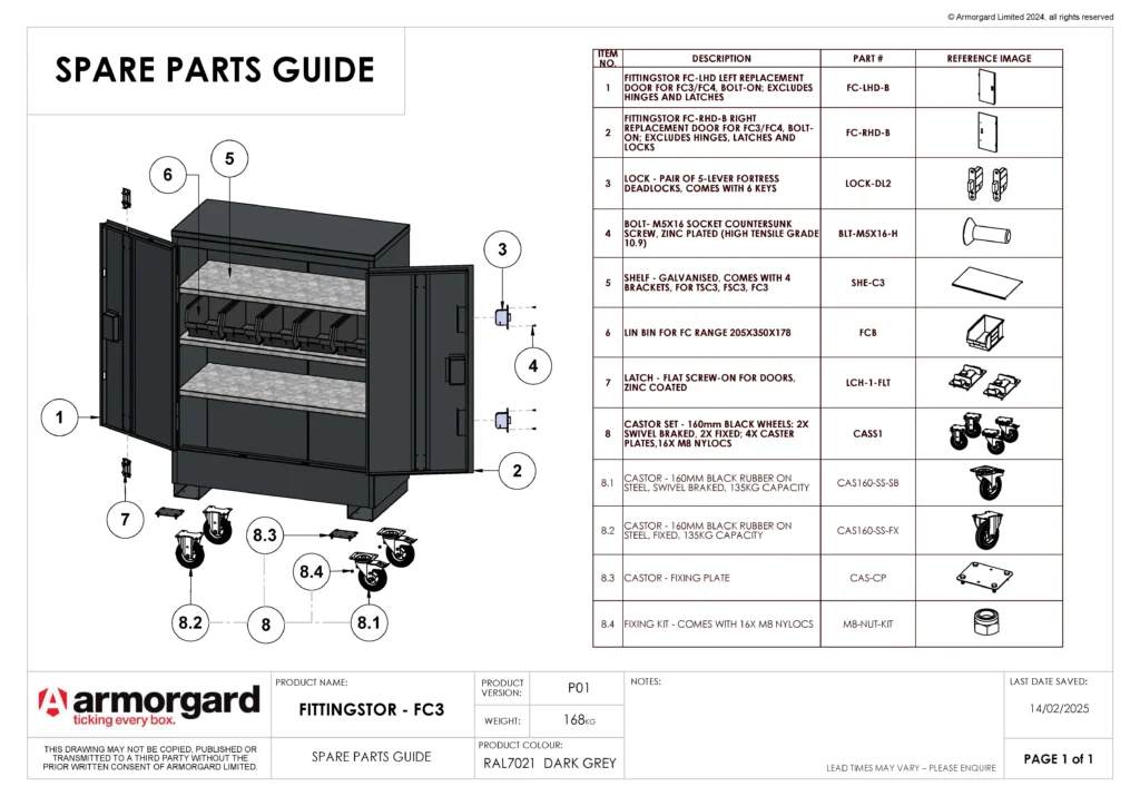 FittingStor FC3 Spare Parts Guide