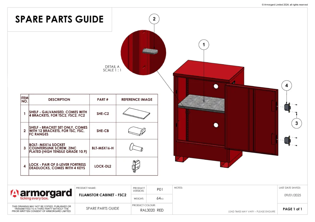 FlamStor Cabinet FSC2 Spare Parts Guide