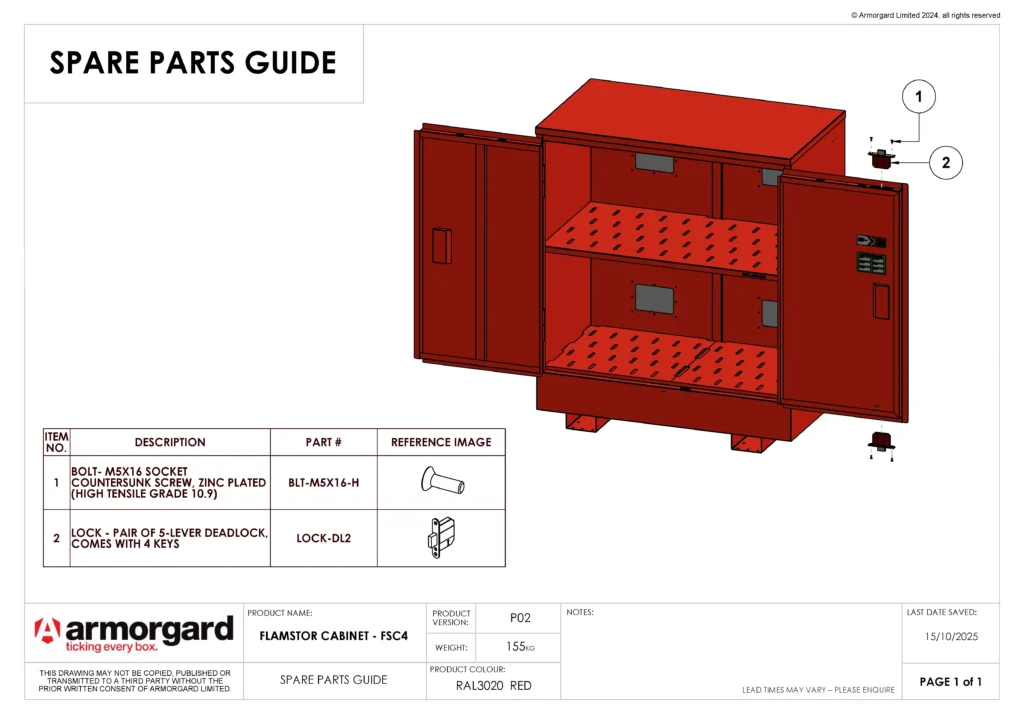 FlamStor Cabinet FSC4 Spare Parts Guide 20251015
