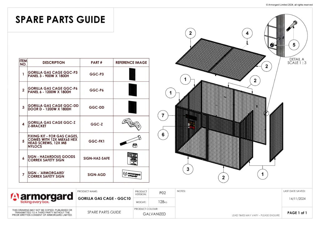 Gorilla Gas Cage GGC10 Spare Parts Guide
