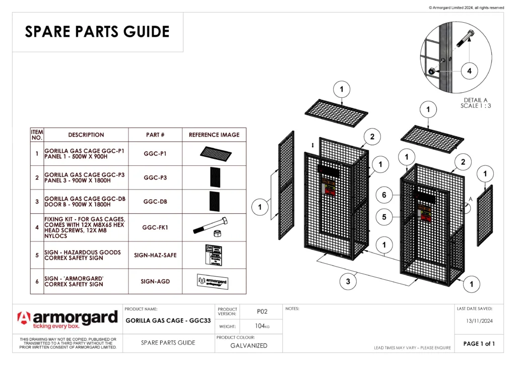 Gorilla Gas Cage GGC33 Spare Parts Guide