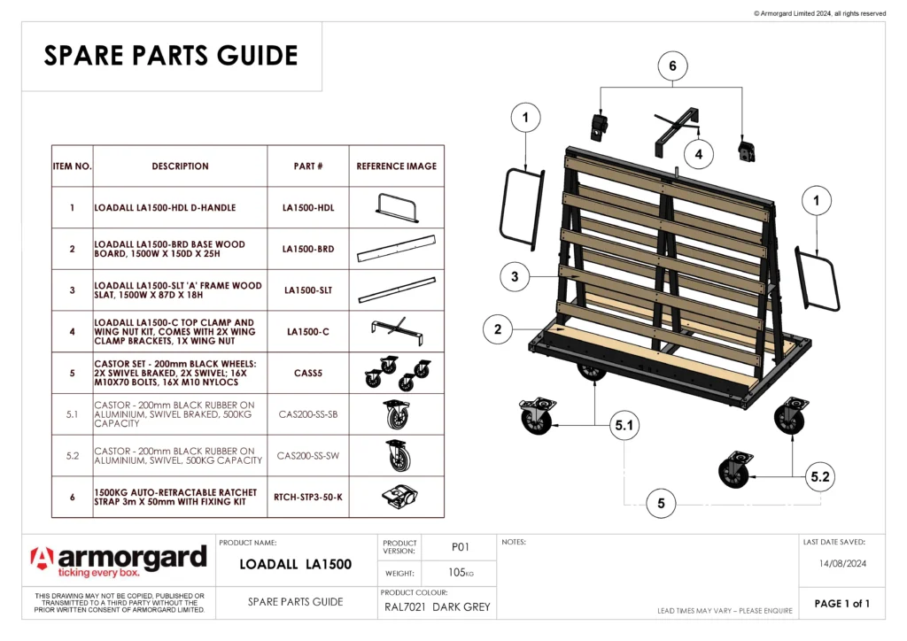 LoadAll LA1500 Spare Parts Guide