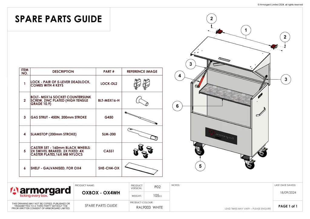 OxBox OX4WH Spare Parts Guide