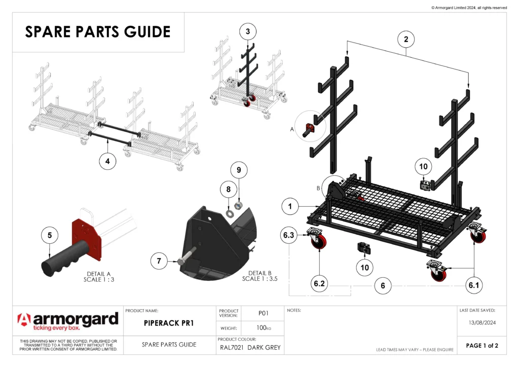 PipeRack PR1 Spare Parts Guide 1