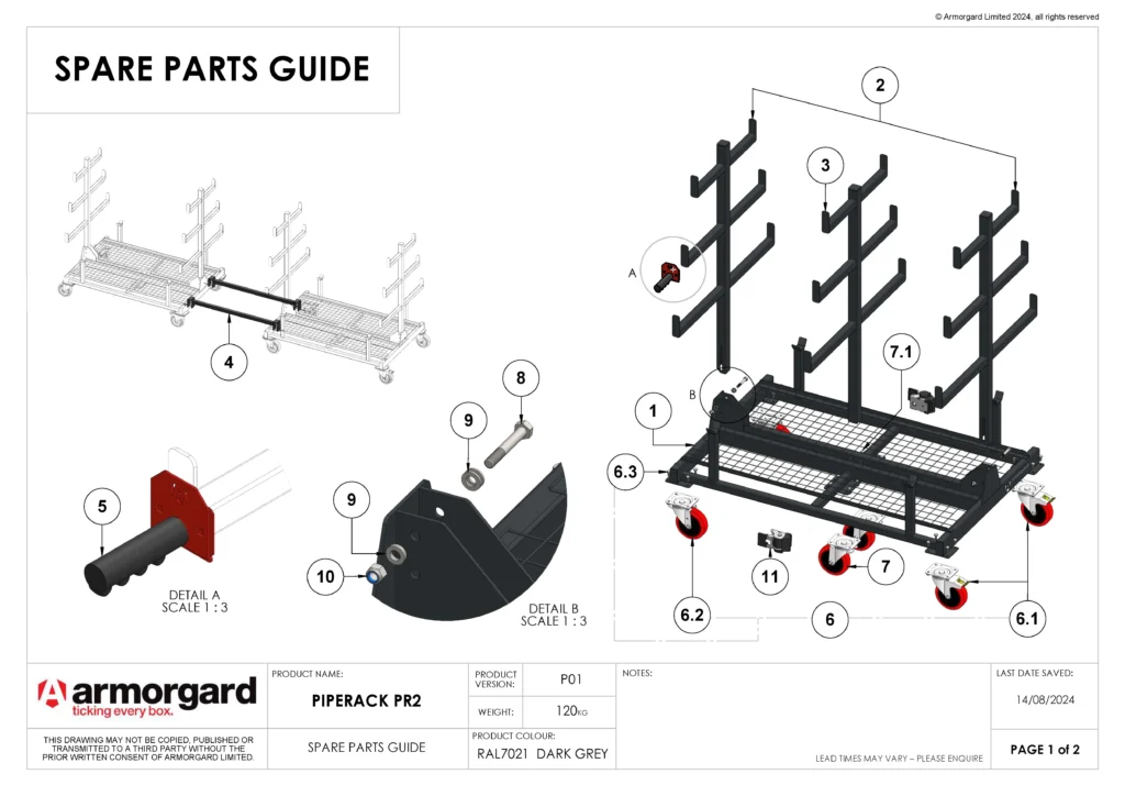 PipeRack PR2 Spare Parts Guide 1
