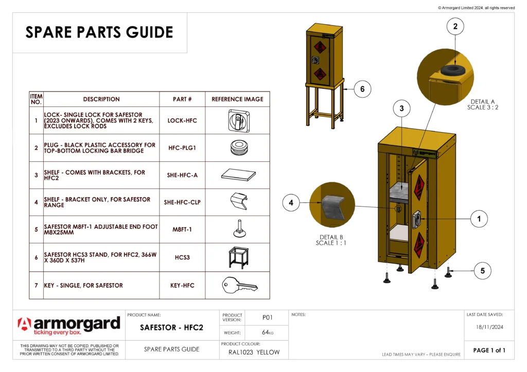 SafeStor HFC2 Spare Parts Guide