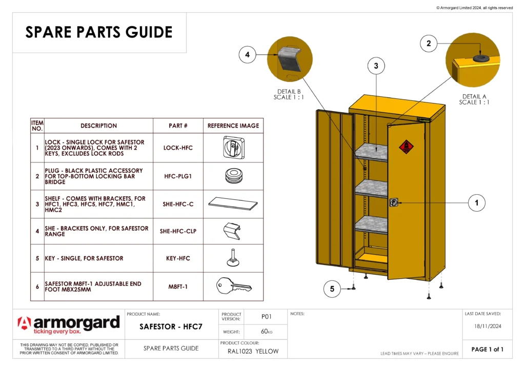 SafeStor HFC7 Spare Parts Guide