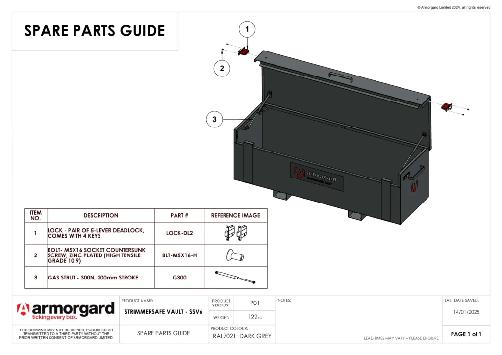 StrimmerSafe Vault SSV6 Spare Parts Guide