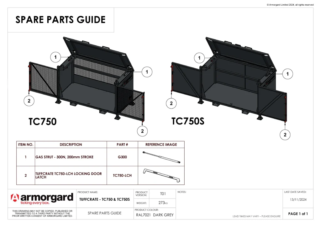 TuffCrate TC750 & TC750S Spare Parts Guide
