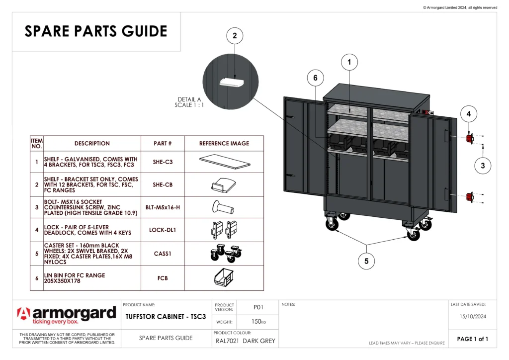 TuffStor TSC3 Spare Parts Guide