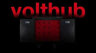 an aesthetic image of volthub with red writing and a black background