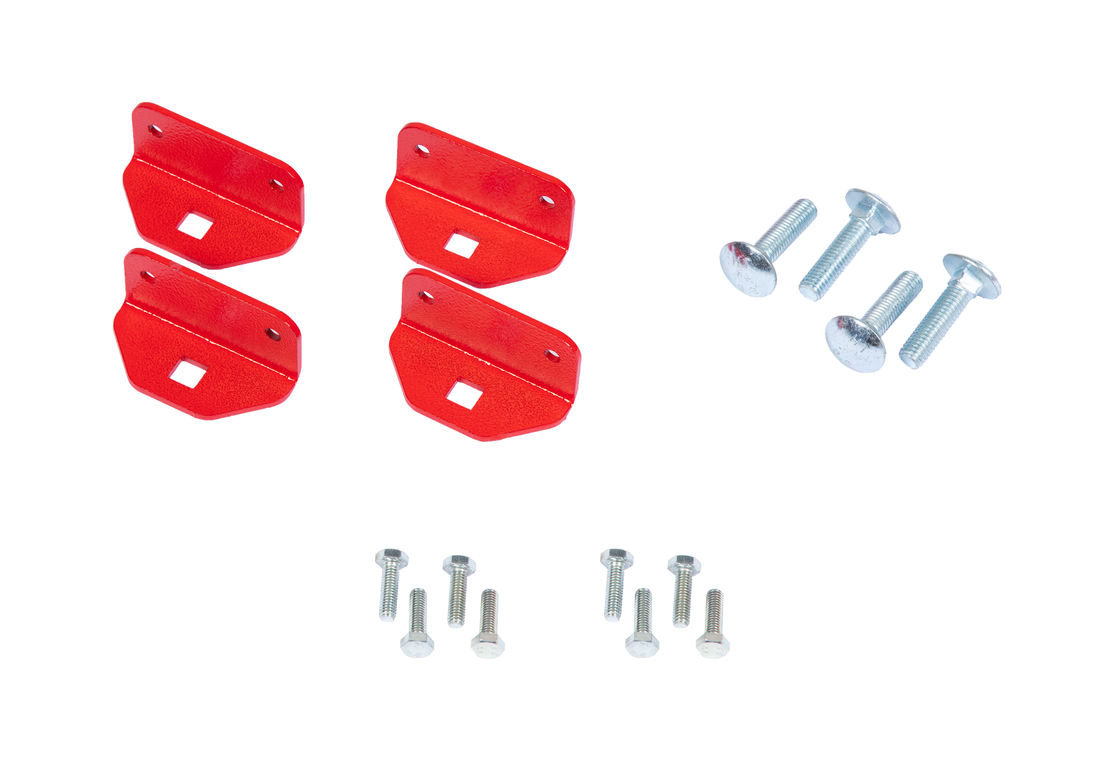 A transparent image showing accessories/parts to Armorgard products which shows some screws and a red metal part which can be screwed in